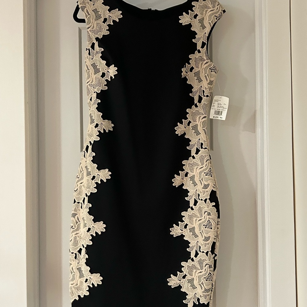 Jax Black Dress with Cream Lace Accents